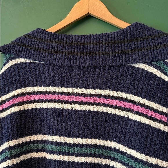 Free People Kennedy Womens XS Sweater Navy, Magenta, Green & Cream Stripes - Picture 5 of 6